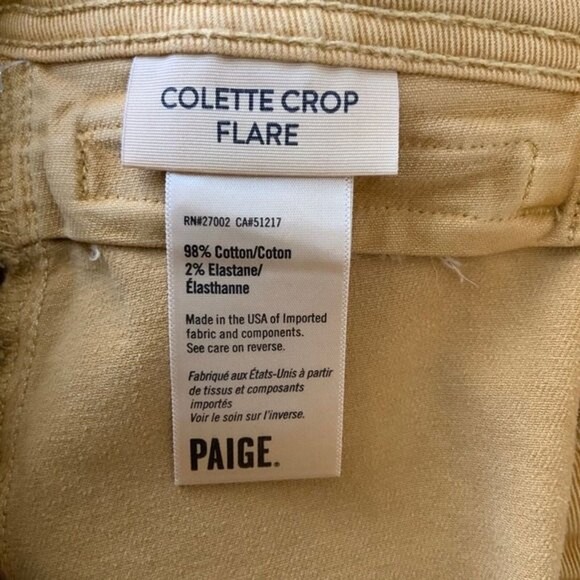 PAIGE Mustard Colette High Rise Jeans Slim Crop Flare Going-out Contemporary 25 - Picture 5 of 9